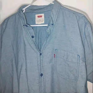 Levi's Men's Short Sleeve Button Up Shirt Size XL Blue Button Up - Picture 1 of 4