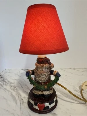 Mini lámpara de mesa vintage de Papá Noel luz nocturna con pantalla roja enchufe resina Foto 1 de 4