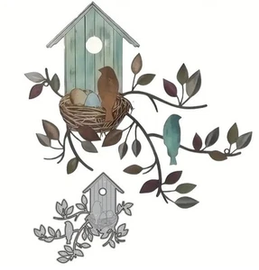 Birdhouse Cutting Die Set Scrapbooking Card Making Bird House Nest Branch Cut - Picture 1 of 3