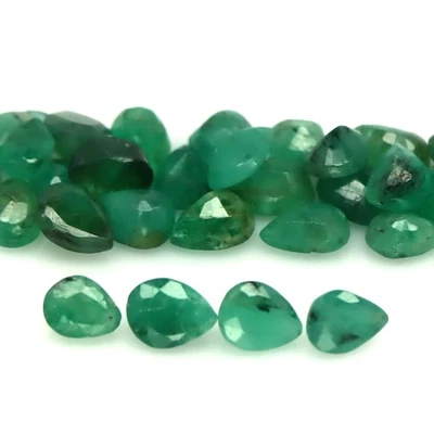 40 piezas de pera Zambia esmeralda verde sin calefacción 6,30 quilates Foto 1 de 4