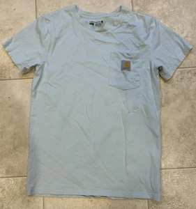 Carhartt Rundhalsausschnitt Tasche T-Shirt hellblau kurzarm Größe Jugend Large 14/16 - Bild 1 von 5