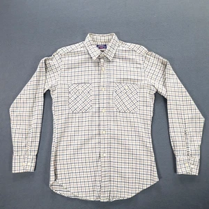 Camicia vintage Levi Strauss uomo M bottoni marrone check manica lunga bianca linguetta Y2K - Foto 1 di 16