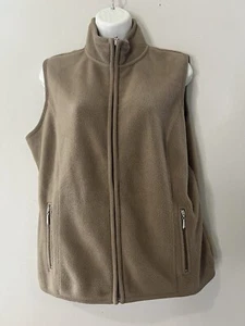 Karen Scott Sport Full Zip Zeroproof Fleece Vest Sweater Womens PL Brown Cassis - Picture 1 of 18