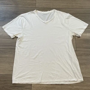 Vince Men's White Pima Cotton V-Neck Short Sleeve T-Shirt Size Large - Picture 1 of 11