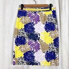 Boden ribbon trim cotton multicolor flower pencil skirt 8R lined spring casual