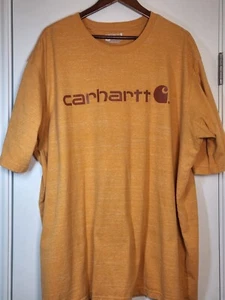 Carhartt Heavyweight T-Shirt Herren 2XL Logo Spellout Orange Gelb Loose Fit Tee - Bild 1 von 4