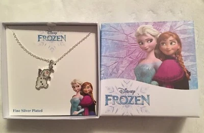 Nuevo En Caja Disney Frozen Olaf Colgante Plateado Fino 18" Collar Foto 1 de 4