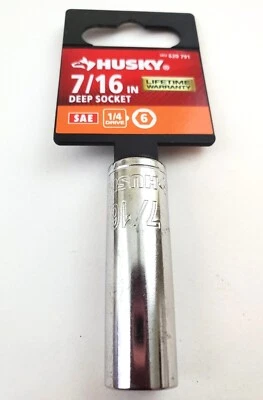 Husky 7/16" SAE Deep Socket 1/4" Drive 6 Point H4D6PDP716 - Image 1 of 4