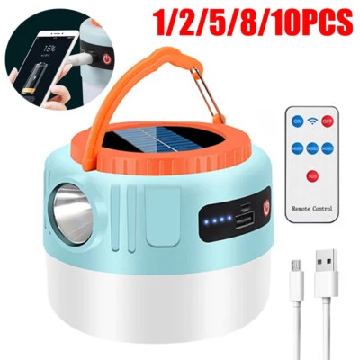 Lámpara LED Solar Camping USB Recargable Tienda Luz Exterior Senderismo Linterna Remota Foto 1 de 4