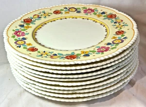 10 VINTAGE CAULDON ENGLAND FLORAL FLOWERS DINNER PLATES 8054 -FREE SHIP - Picture 1 of 4