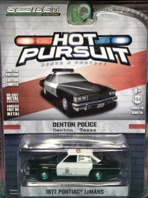 Coche coleccionable Greenlight 1/64 1977 Pontiac Lemans Denton Police Hot Pursuit Foto 1 de 3
