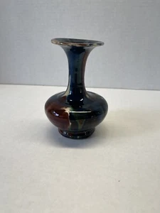 VNT Multi Color Blue Brown Green Drip Glaze Studio Pottery Bud Vase 5X3.5 Mexico - Picture 1 of 9