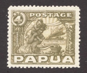 1932 Papua Sc# 99 - 4d, Cultural, Lakatoi Boat, Woman & Child - MNH Cv$12 - Picture 1 of 1