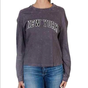REBELLIOUS ONE New York Black Gray Acid Wash Long Sleeve Tee Size Medium NEW - Picture 1 of 10
