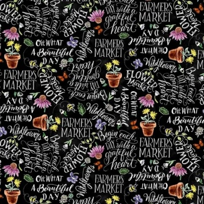 Michael Miller - Flower Market - Beautiful Day - Black - Imagem 1 de 4