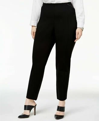 New Alfani Women's Plus Size 24W Black Faux Leather Trim Skinny Leg Pants - Image 1 of 3
