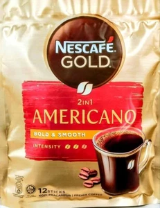 NESCAFE GOLD 2 in 1 Americano Bold & Smooth Premix Coffee - 12 Sticks - Picture 1 of 4
