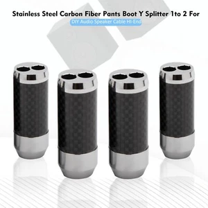 4PCS Y Splitter Carbon Fiber Hifi Speaker Audio Cable Wire Pants Boot 1 to 2 DIY - Picture 1 of 20