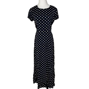 Vintage THE LIMITED Navy Polka Dot Maxi Dress Cottagecore Grunge Indie 90s 4 - Bild 1 von 6