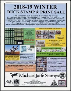 DUCK STAMP & PRINT SALE, "MICHAEL JAFFE", WINTER 2018-19,  EXCELLENT REFERENCE - Picture 1 of 1