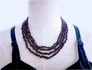 classic 4 strands Almandine chip garnet necklace 19"-22" jewelry marking supply - Imagen 1 de 9