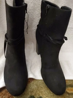 Christian Siriano Botines Talla 12 Negro Imitación Gamuza Arco Cremallera 4" Tacón Nuevo sin Caja Foto 1 de 4