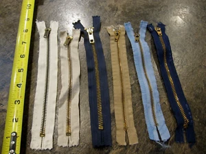 6 Vtg 8" ZIPPERS 3-YKK #5 HEAVY DUTY & 3-YKK #45 open top end, closed bottom end - Picture 1 of 18