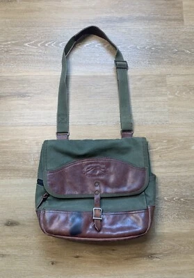 Bolso de Hombro Mensajero Orvis Forrest Cuero Lona Verde EE. UU. Foto 1 de 4
