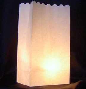 10 White Tealight Candle Party Paper Bag Lantern Outside Path Luminara Decor - Picture 1 of 6