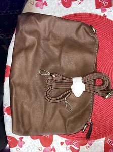NWOT Joy Susan Brown Cross Body Shoulder Bag Faux Leather Adjustable Strap - Picture 1 of 2