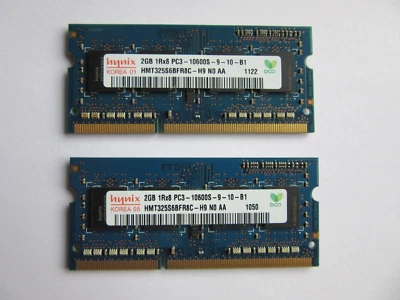 Hynix 2 x 2GB (4GB) Matched Pair PC3-10600S DDR3 Laptop Mac Memory RAM 1333 MHz - Image 1 of 4