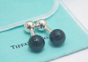 Tiffany & Co. Sterling Silver Black Onyx Ball Cufflinks - Picture 1 of 6
