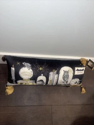 Cynthia Rowley Curious Halloween Pillow LIGHT UP Fortune Teller Owl Shelf Books - Image 1 of 4