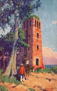 Vintage Postcard 1931 The Cathedral Ruins Old Panama Art Painting - Picture 1 of 2