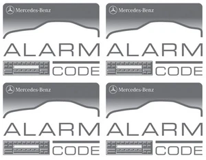 4x Mercedes Benz ALARM CODE AUFKLEBER Auto Alarmanlage - PKW KFZ - Picture 1 of 1