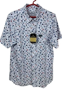 Camisa Burlebo Para Hombre Mediana Abotonada Manga Corta Rendimiento Cocina Barbacoa ¡¡NUEVA CON ETIQUETAS!!! - Imagen 1 de 5