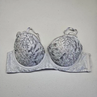 Бюстгальтер женский Victoria's Secret 34C белый цветочный Dream Angels с подкладкой деми вышитый - Изображение 1 из 4