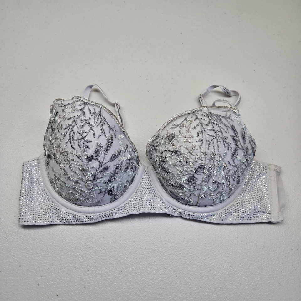 Sutiã Feminino Victoria's Secret 34C Branco Floral Dream Angels Forrado Demi Bordado - Imagem 1 de 4