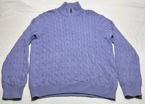 Polo Ralph Lauren Cable Knit Sweater Tussah Silk 1/4 Zip Men’s Large Preppy - Picture 1 of 9