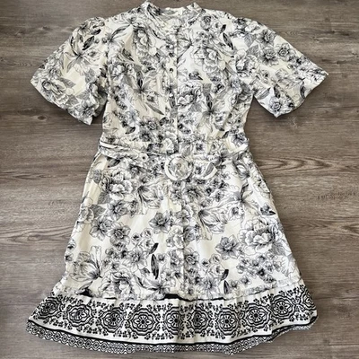 Vestido camisero JOIE manga abullonada abotonada para mujer 10 florales con cinturón Foto 1 de 4