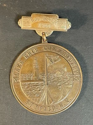 Antiguo 1900 Lake Erie Commandery No. Medalla Templaria 20 Caballeros Búfalo Foto 1 de 4