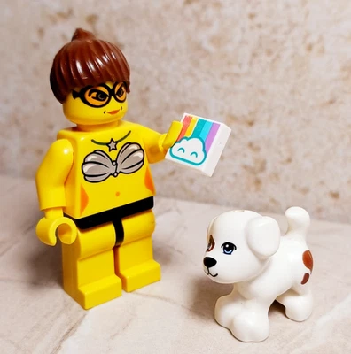 New LEGO Beach Minifigure Bikini Rainbow cloud Spot Dog Blue Eyes Googles Cute - Image 1 of 2