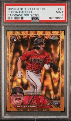 2023 Topps Gilded Collection Corbin Carroll #49 Gold Raywave Etch /25 PSA 9 RC - Image 1 of 2