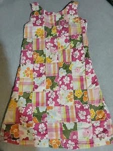 Gymboree Pink And Green Patchwork Cotton Dress W/ Flowers, Girls SZ 8 - Picture 1 of 8