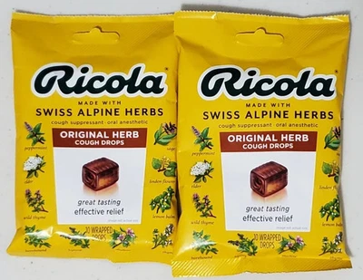 JUEGO DE 2 gotas para la tos Ricola Swiss originales hierbas un total de 20 dolor de garganta Foto 1 de 3