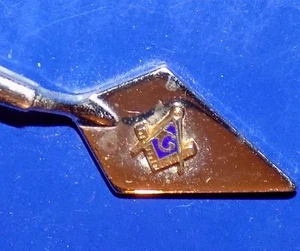 Vintage ANSON Masonic Trowel Tie Clasp with Compass and Square Logo - Picture 1 of 4