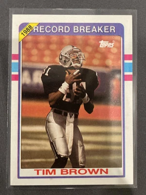 1989 Topps #2 Tim Brown RC Rookie Los Angeles Raiders Record Breaker - Image 1 of 2