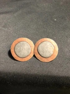 Vintage runde kupfer/silberfarbene sehr einzigartige Ohrclips - Bild 1 von 2