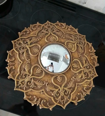 Vintage Gold Sunburst mirror Mid-century Gilded Ornate Sun mirror Vtg Baroque  - Image 1 of 4