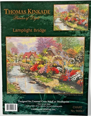 LAMPLIGHT BRIDGE by THOMAS KINKADE  cross stitch chart #90067 By Candamar - Image 1 of 2